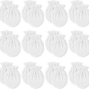 Unisex Baby Mittens - 12 Pairs Soft Cotton for Sensitive Skins, Machine Washable